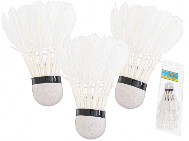Badmintonshuttles van veren - set van 3 stuks