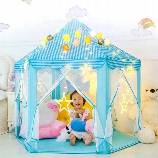 Hexagonale kinder tent voor binnen- en buitengebruik - blauw
