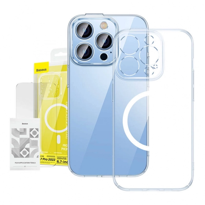Baseus Crystal transparante magnetische hoes en gehard glas voor iPhone 14 Pro Max