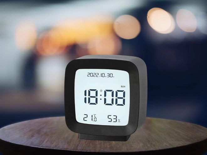 Digitale wekker met LCD-scherm en temperatuur- en vochtigheidsmeting