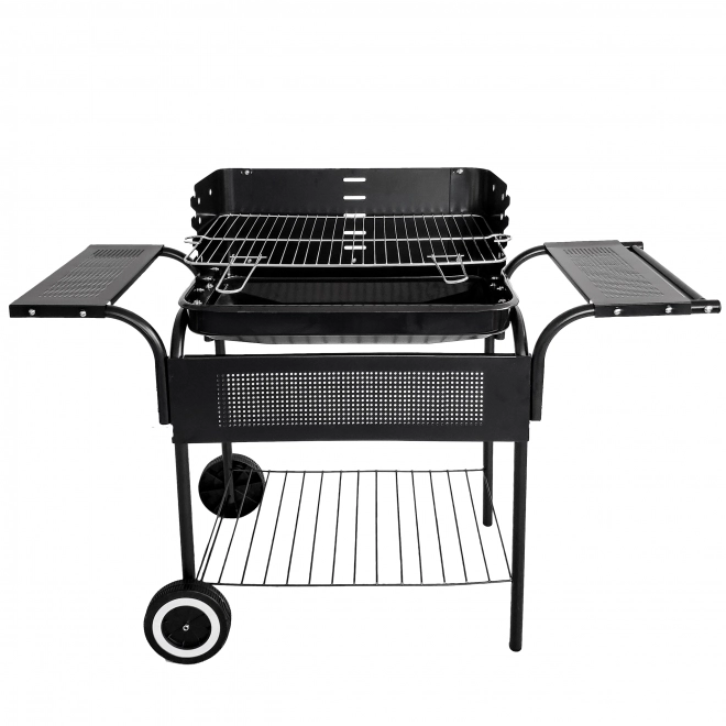 Tuinbarbecue, metalen planken, verstelbaar rooster, wieltjes