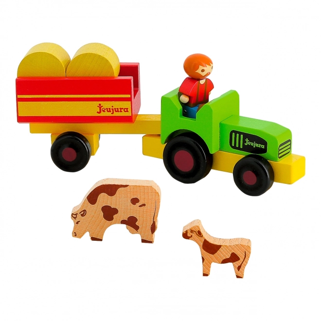 Jeujura houten figuren boer met tractor