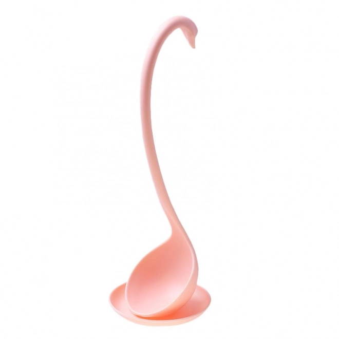 Zwevende opscheplepel met schoteltje - roze