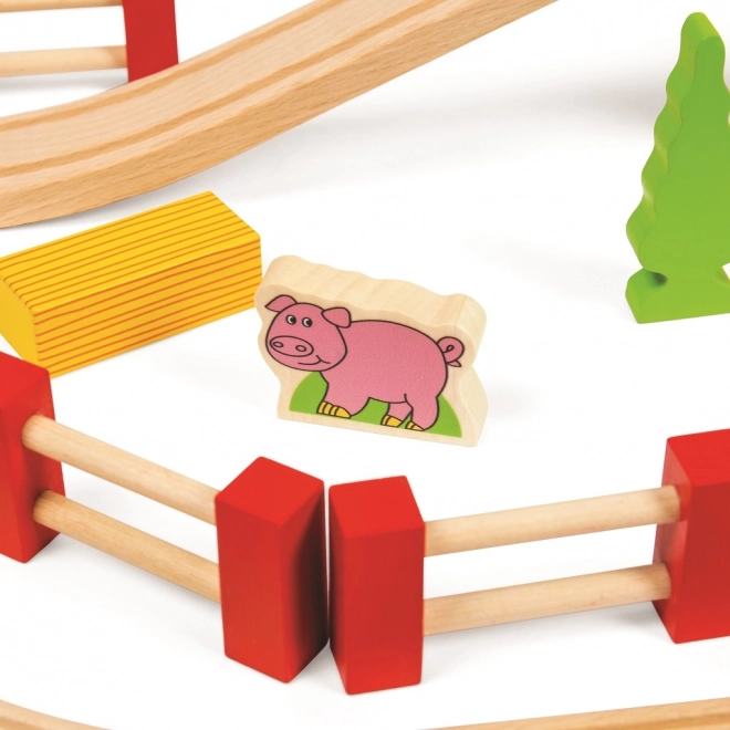 Bigjigs Rail Houten Treinbaan met Plattelandsweg 80 stuks