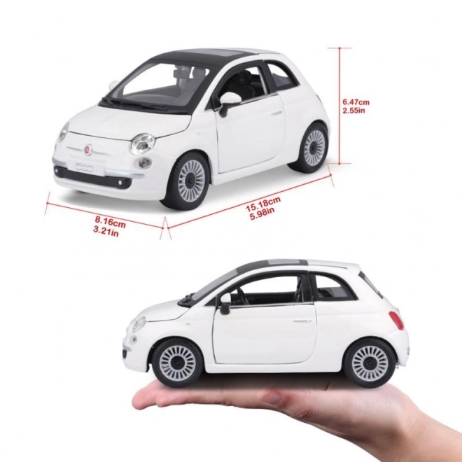 Bburago Fiat 500 modelauto 1:24 wit