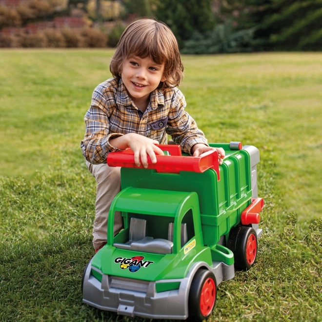 Wader functionele vuilniswagen 65 cm groen set met container van plastic