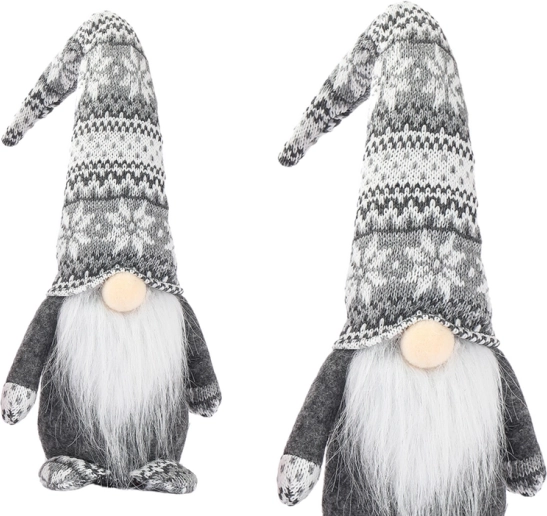 Patronen van kerstkabouters grijs 40 cm