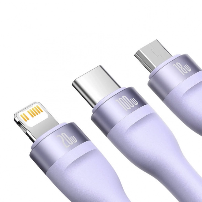 Multifunctionele opladerkabel Baseus met USB-C, Micro USB en Lightning connectoren, 100W, 1,5 m