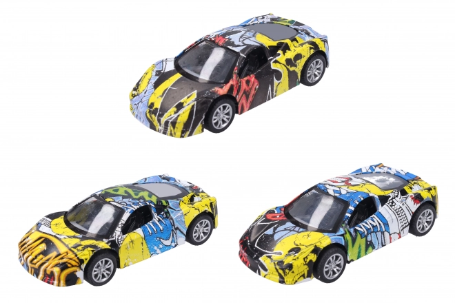 Auto met graffiti metaal 9 cm