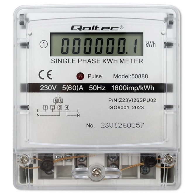 Enfasige elektriciteitsmeter Qoltec 230V met LCD-scherm