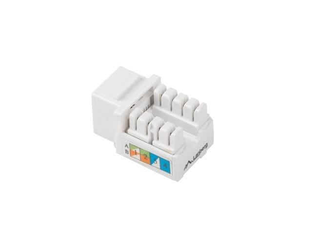 Modulair Keystone Stopcontact RJ45 UTP Kat 5E 90° voor inbouwdoos