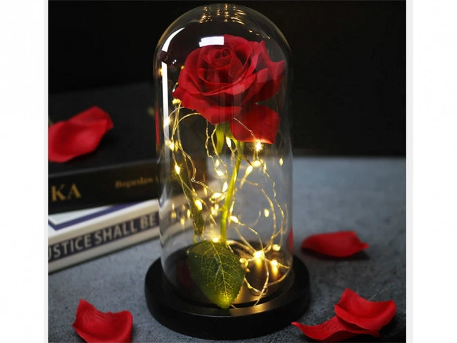 Eeuwige roos in glas met LED-verlichting