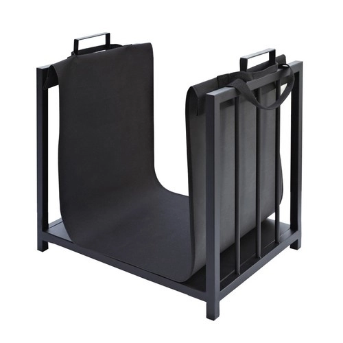 Mand en tas voor haardhout 2-in-1