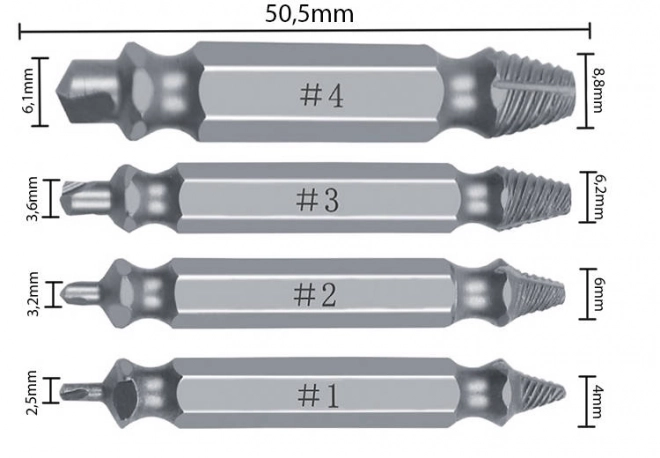 Set van 4 kapotte schroeftrekkers