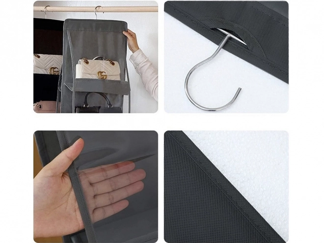 Hangende organizer voor handtassen in de kast