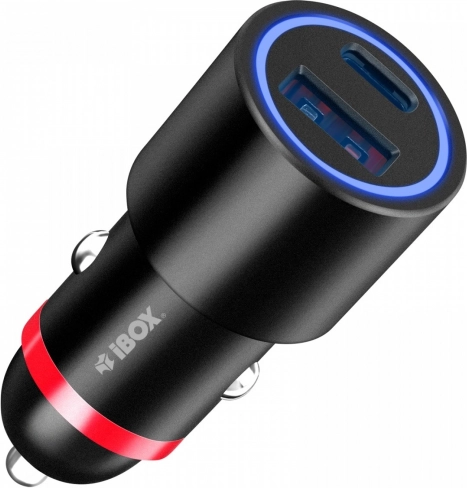 Autolader IBOX 48 W USB‑A + USB‑C (PD 3.0, QC 3.0)