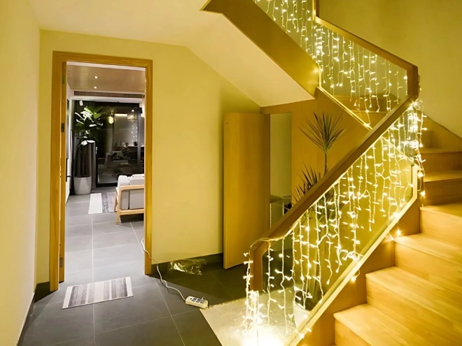 Kerstlichtgordijn 300 LED warm wit USB
