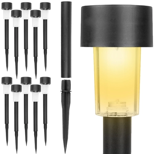 Zonne-LED Tuinlampen - set van 10, insteekbaar, waterdicht, warm wit licht