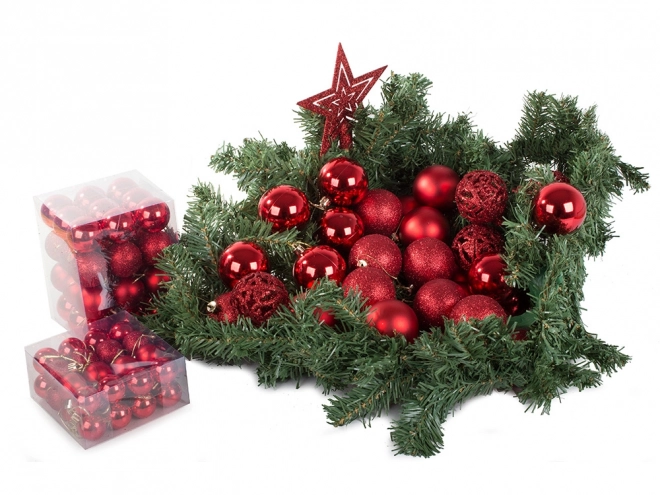 Kerstboomversieringen - set van 100 stuks met rode ster