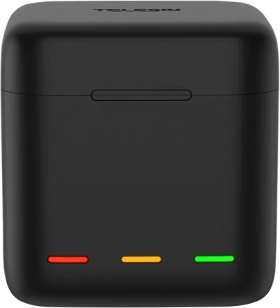 Telesin 3‑sleufs oplader en etui voor GoPro HERO 12/11/10/9 batterijen