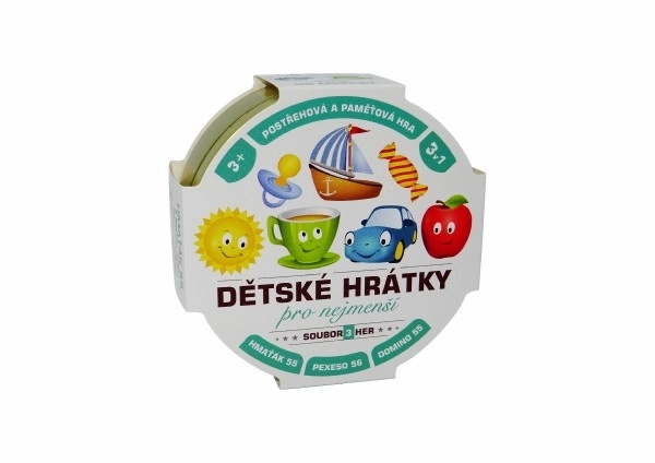 Kinderspelletjes voor de kleintjes 3-in-1 gezelschapsspel in een metalen doosje