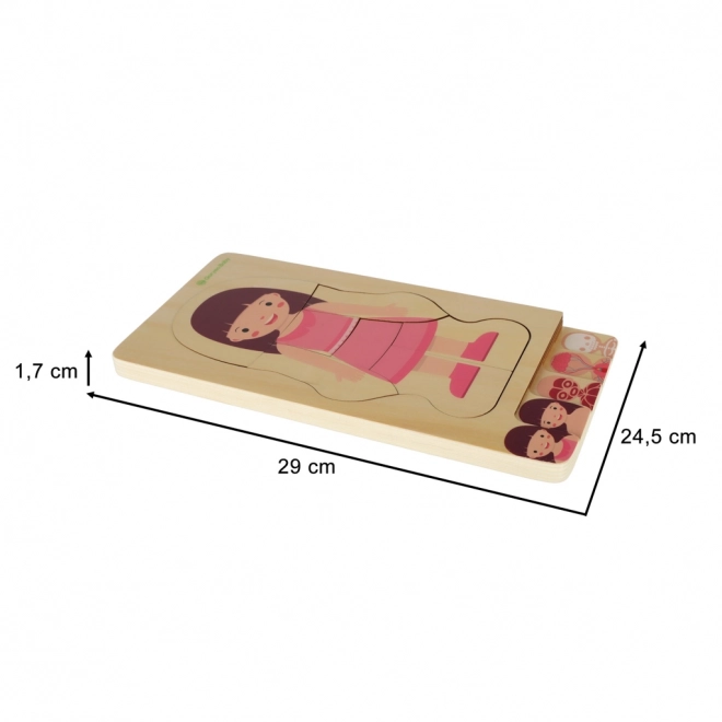 Montessori houten puzzel lichaamsdelen - meisje