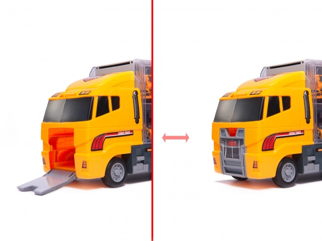 Vrachtwagen met bouwvoertuigen