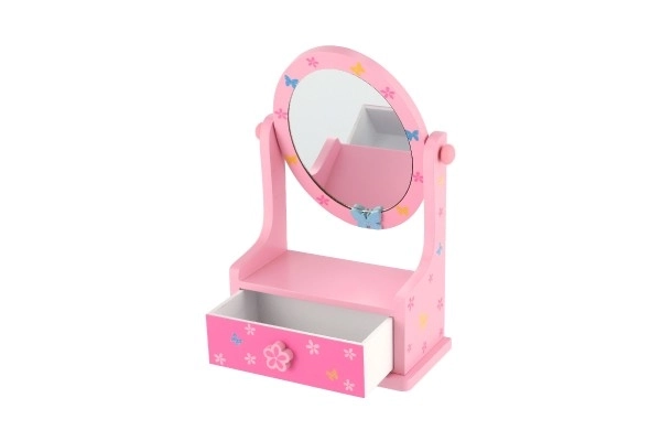 Houten sieradendoos met spiegel voor kleine prinsessen