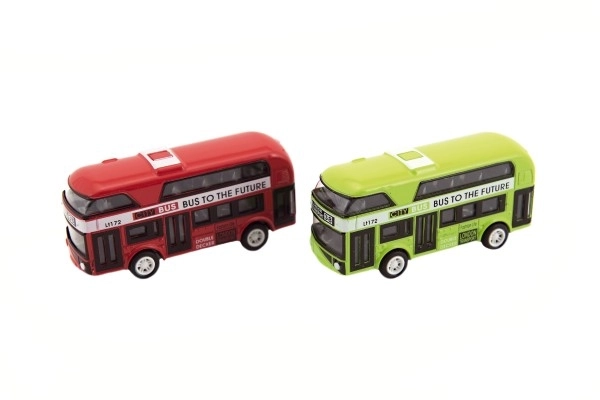 Dubbeldekker bus metaal/plastic op frictiemotor 9,5cm