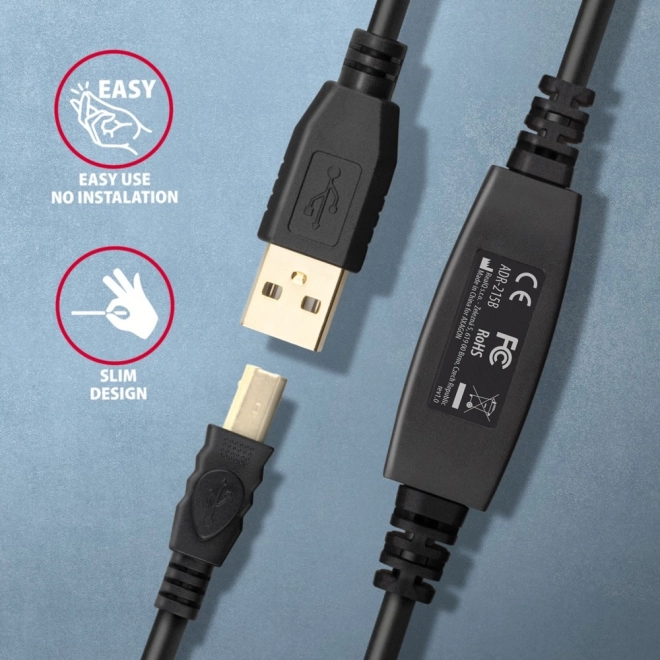 ADR-215B USB 2.0 A-M -> B-M actieve verbindingskabel/versterker 15 m