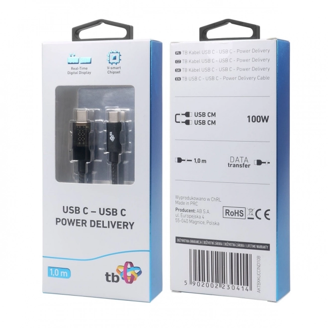 USB-C naar USB-C kabel met LED-indicator voor oplaadvermogen (1 m, 100 W)