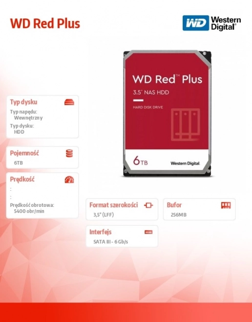 WD Red Plus 6TB Harde Schijf 3,5"