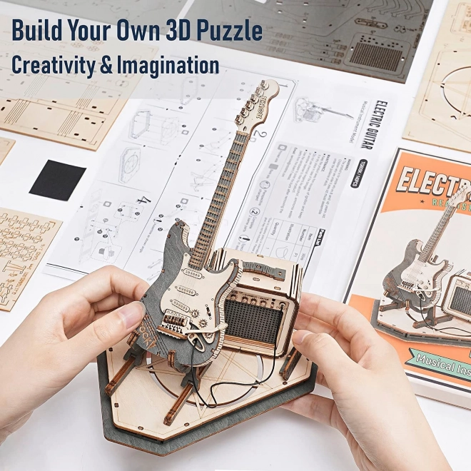 RoboTime houten 3D puzzel - Elektrische gitaar