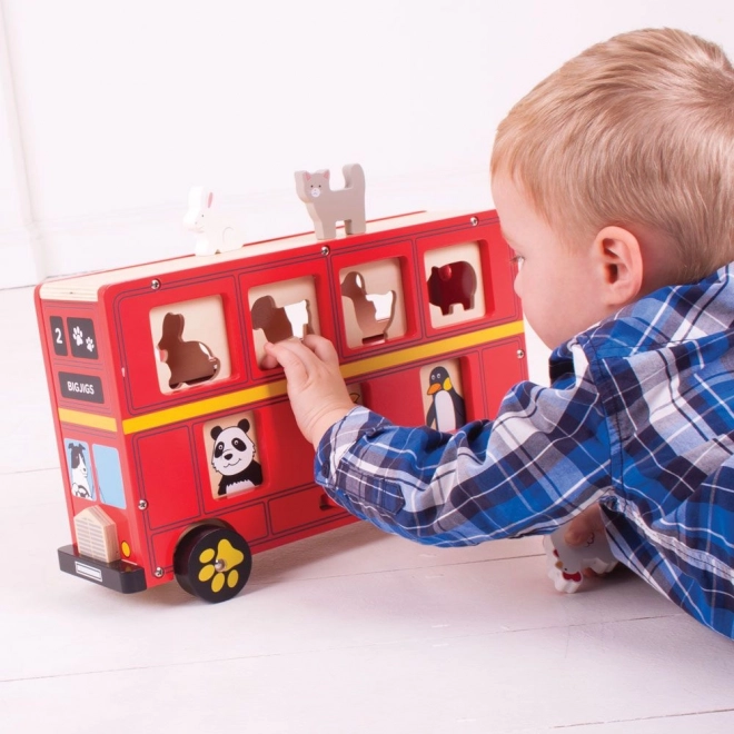 Houten bus met diertjes Bigjigs