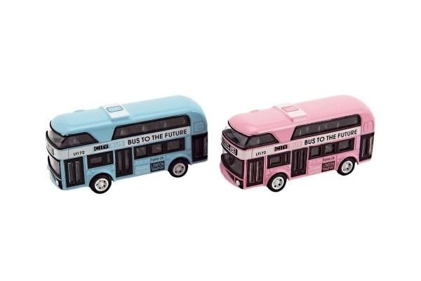 Dubbeldekker bus metaal/plastic op frictiemotor 9,5cm
