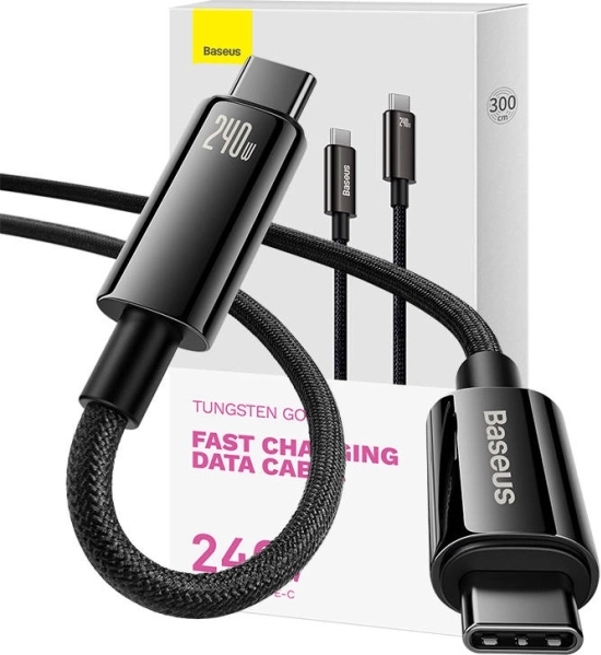 Baseus Tungsten Gold USB‑C naar USB‑C kabel 240W, 3 m, zwart