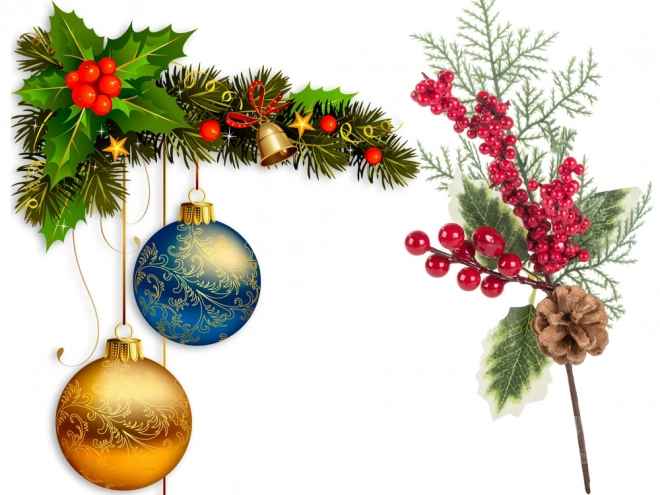 Kersttafeldecoratie met lijsterbes en dennenappel
