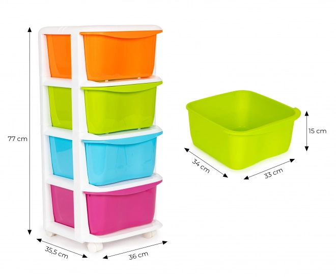 Praktische organizer met 4 uittrekbare kunststof lades