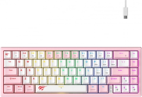 Mechanisch gamingtoetsenbord RGB roze-wit