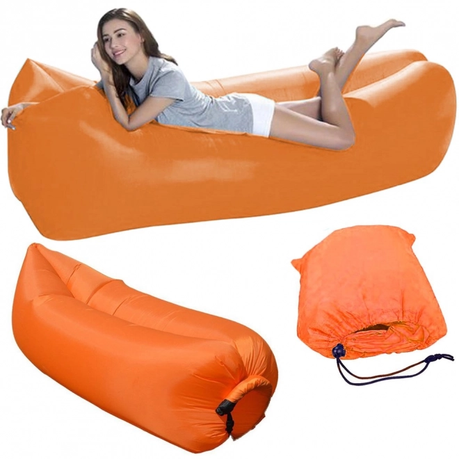 Opblaasbare slaapbank Lazybag oranje