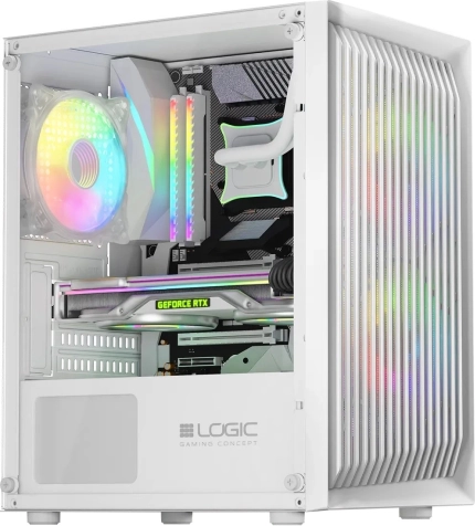Witte computerbehuizing LOGIC Atos ARGB mini met USB 3.0