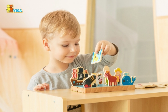 Viga houten educatieve puzzel leren over afstand 2-in-1