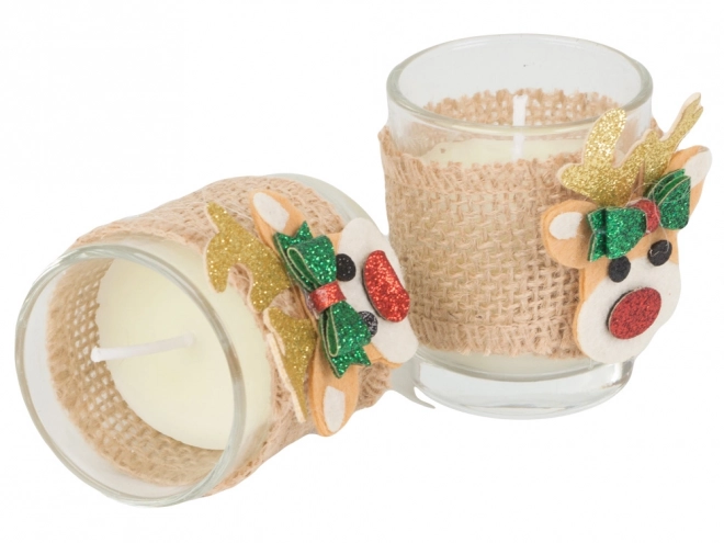 Geurkaarsen in glas met rendiermotief, set van 2 stuks