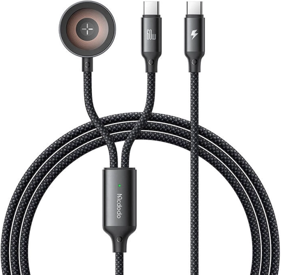 Mcdodo 2-in-1 USB‑C kabel en oplader voor Apple Watch, 60W, 1,2 m