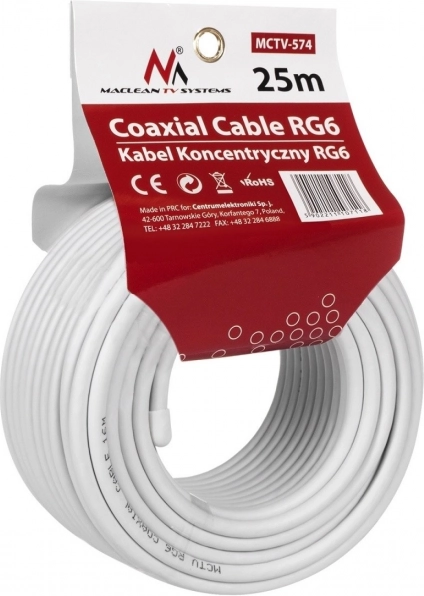 Coaxiale satellietkabel RG6 25 m 1.0 CCS MACLEAN