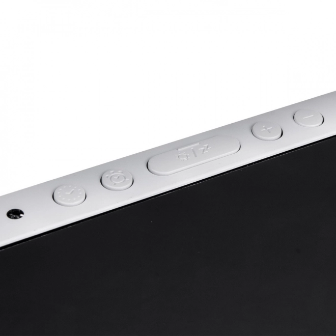 digitale wekker met thermometer en spiegelend LED-display wit