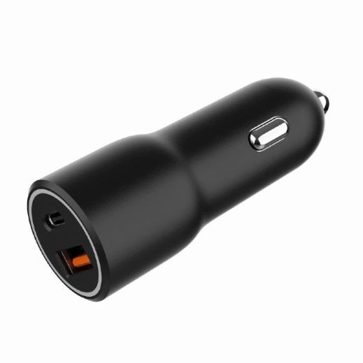 Snelle zwarte USB-A/USB-C autolader 38W PD