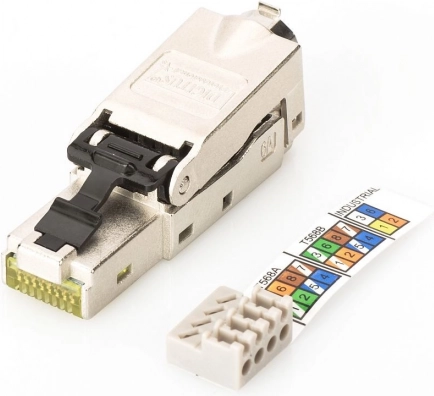 Modulaire RJ45-connector DIGITUS cat. 6A, PoE+, 10GbE, STP, afgeschermd, metalen, gereedschapsloos