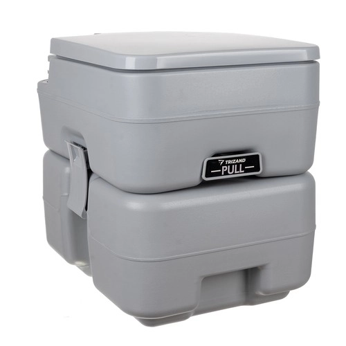 Trizand 24498 Draagbaar campingtoilet 20 + 12 l, grijs