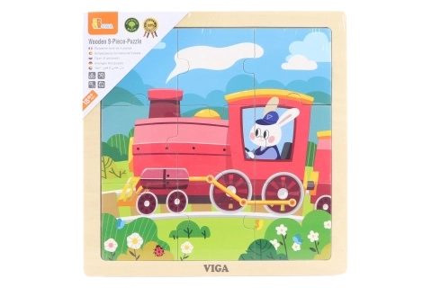 Houten puzzel 9 stukken - treintje